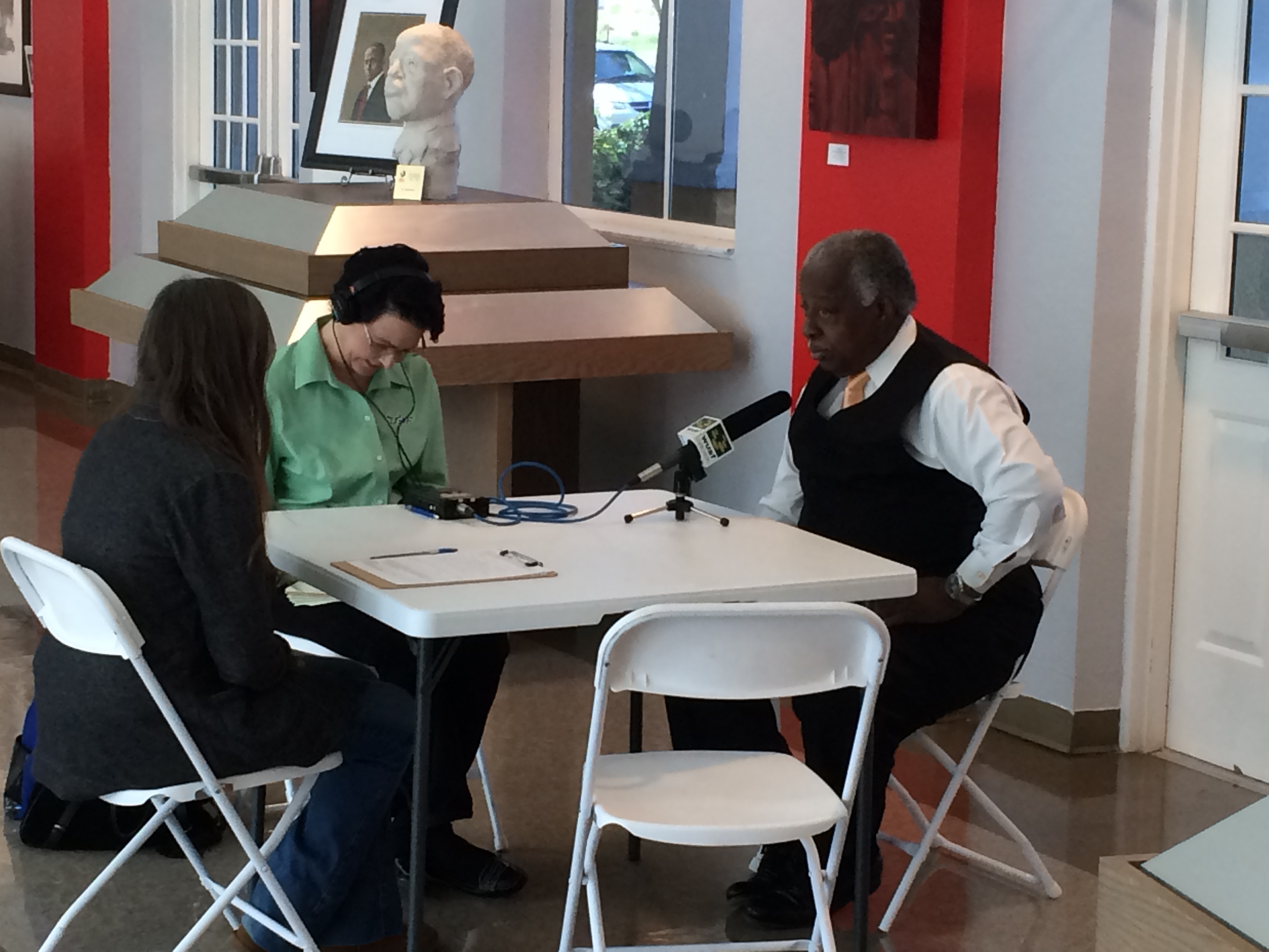 NNB reporter interviews Mr. Thomas "Jet" Jackson with WUSF journalist Lisa Peakes.