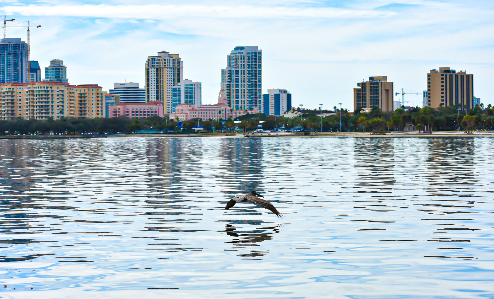 Downtown St. Petersburg viewed from the bay receives most of the City's investments, leaving a few districts impoverished. Photo by Richard Boore.